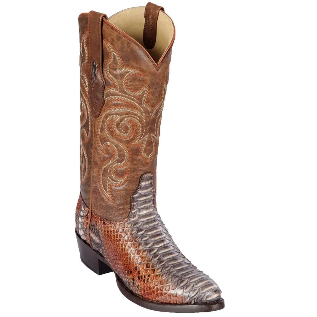 Los Altos 655788 Men's Rustic Cognac Genuine Python Round Toe Cowboy Boots