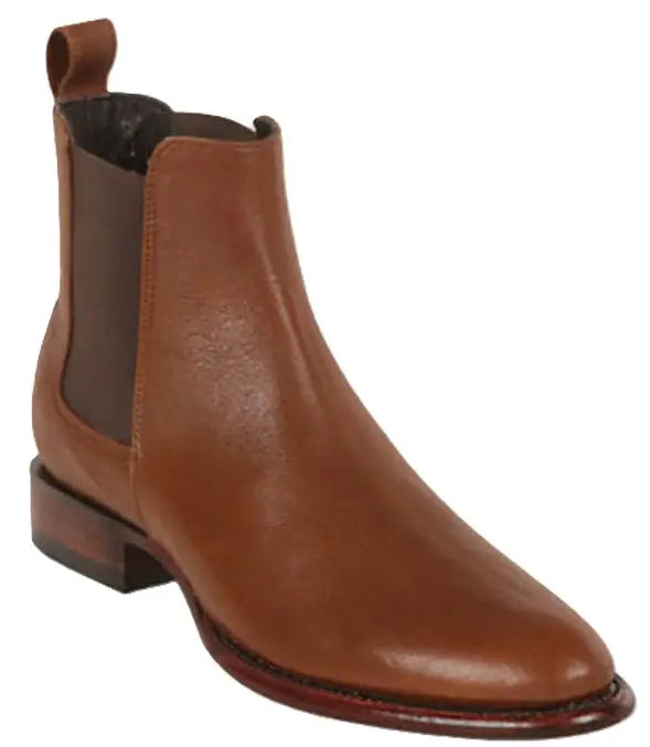 Los Altos 69B2107 Men's Brown Genuine Leather Oval Toe Short Boots