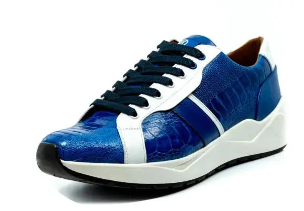 Marco Di Milano Lyon Blue/White Genuine Ostrich Leg Sneakers