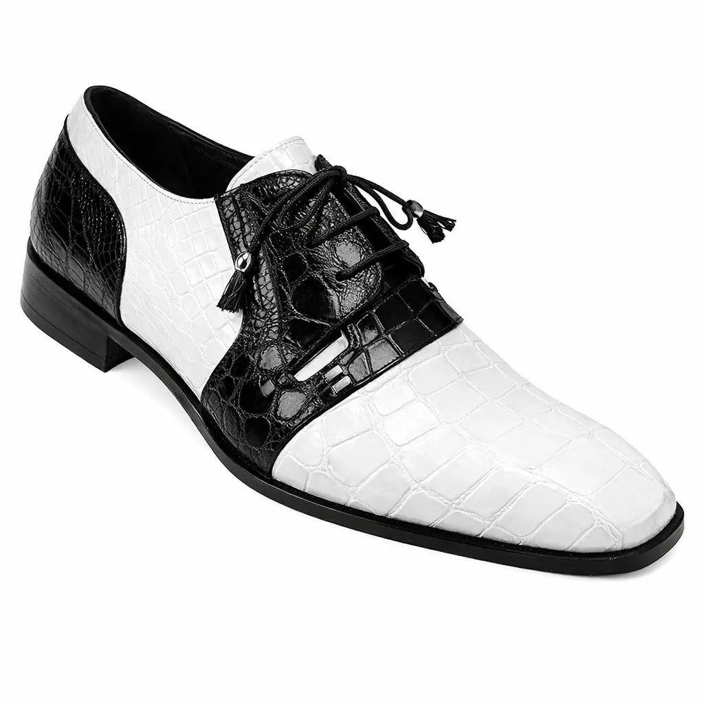 Mauri 2552 Black/White Genuine All Over Alligator Shoes
