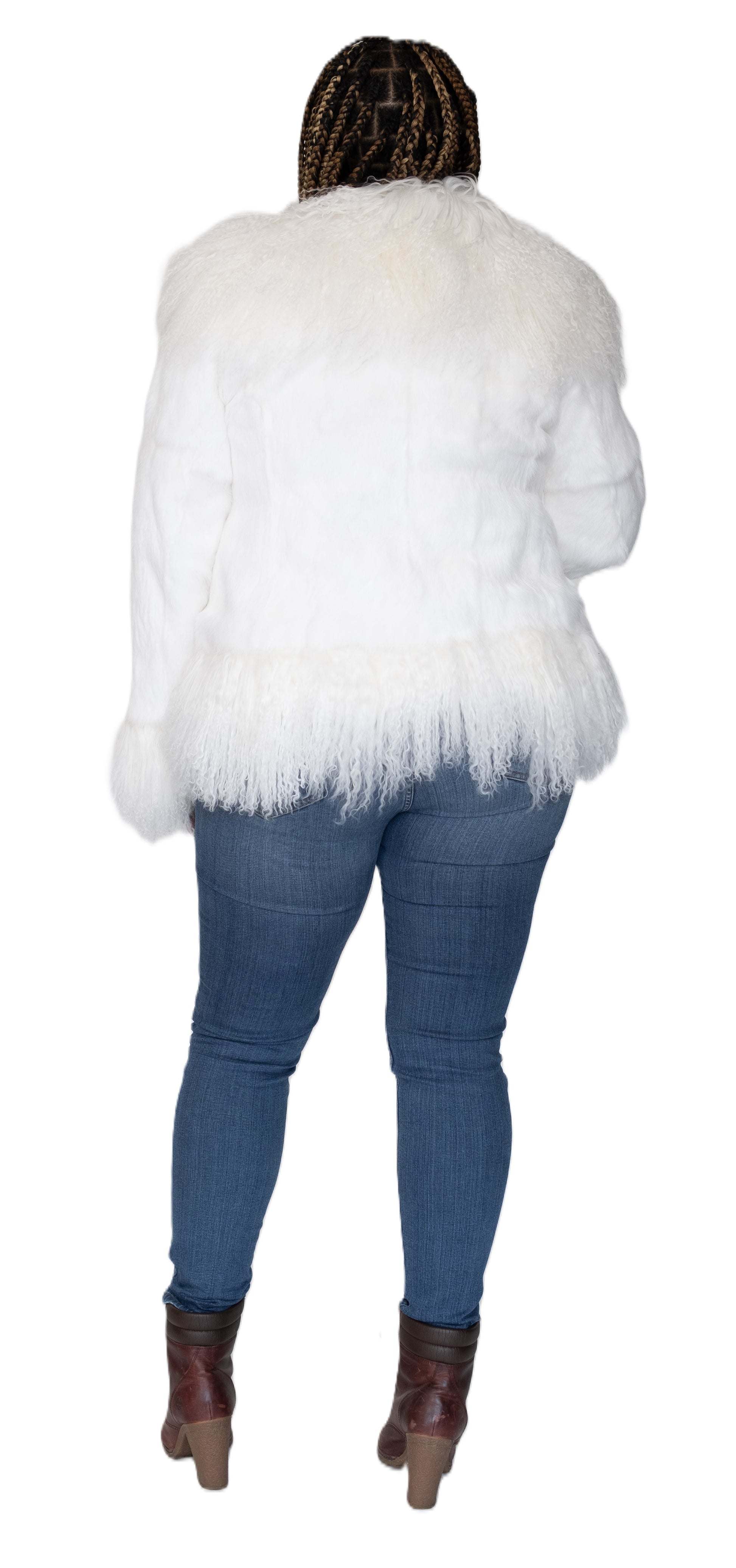 Verona Women's W05S01 White Genuine Rabbit/Mongolian Fur Coat