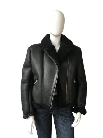 Jakewood 1045 Ladies Black Genuine Sheepskin Leather Biker Jacket