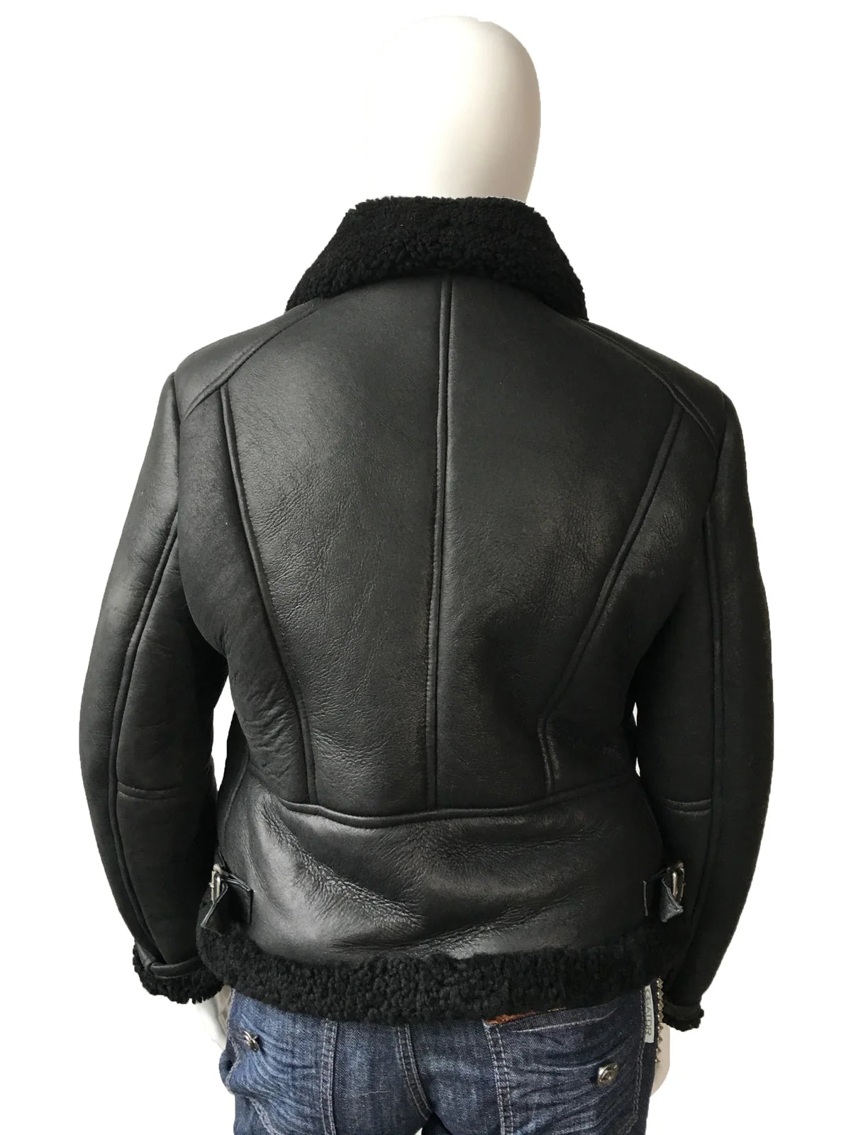 Jakewood 1045 Ladies Black Genuine Sheepskin Leather Biker Jacket