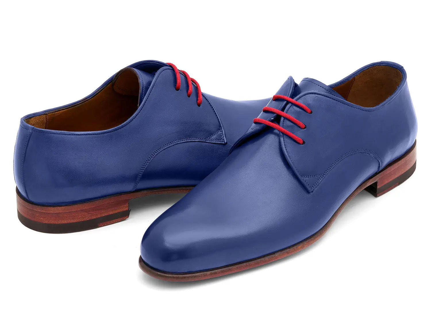 Paul Parkman Men's Blue Hand-Painted Derby Shoes (ID#633BLU13) PAUL PARKMAN