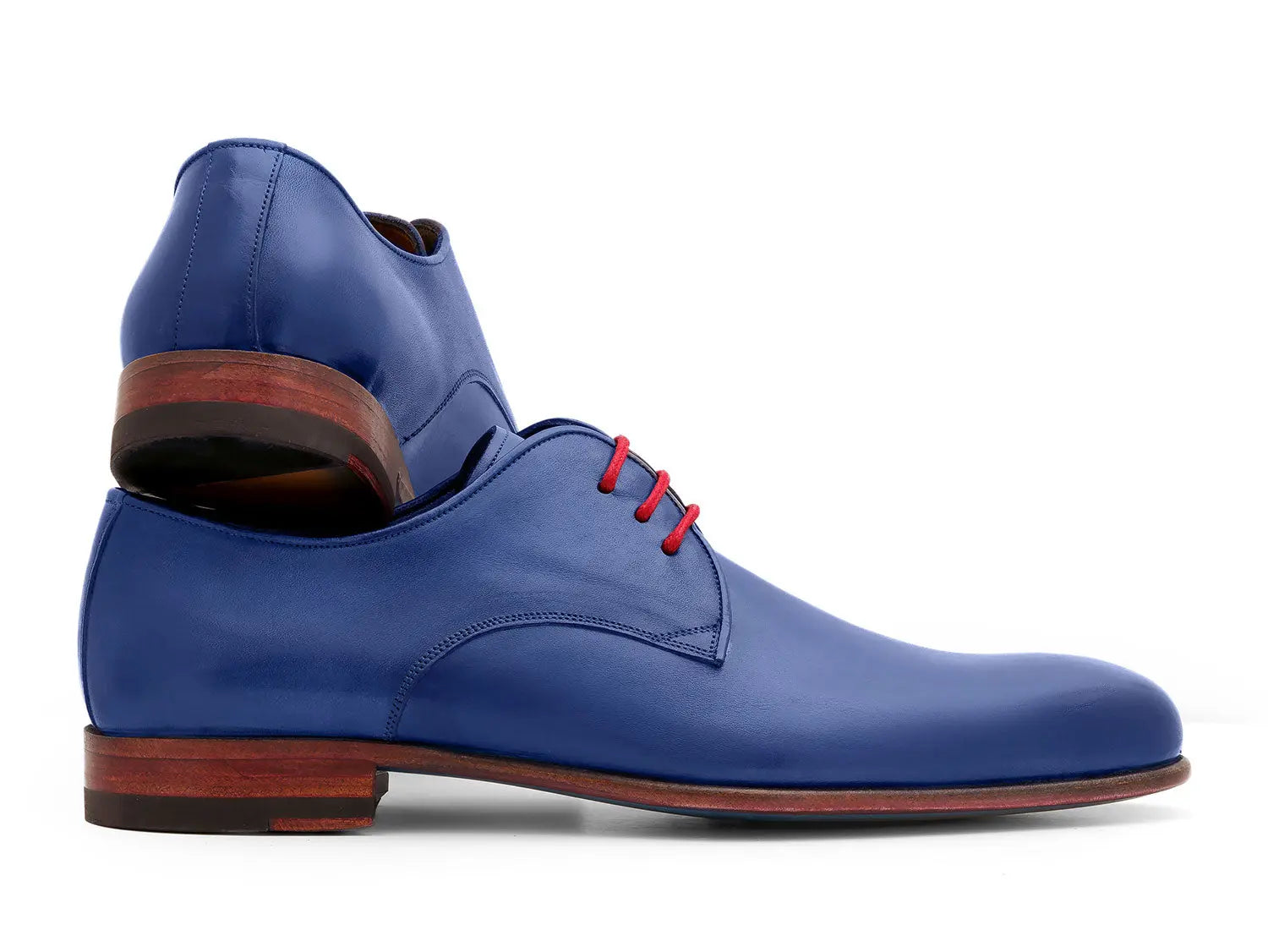 Paul Parkman Men's Blue Hand-Painted Derby Shoes (ID#633BLU13) PAUL PARKMAN