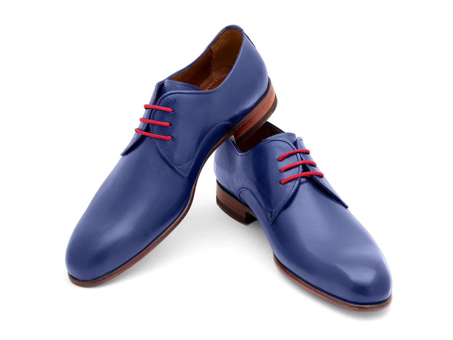 Paul Parkman Men's Blue Hand-Painted Derby Shoes (ID#633BLU13) PAUL PARKMAN