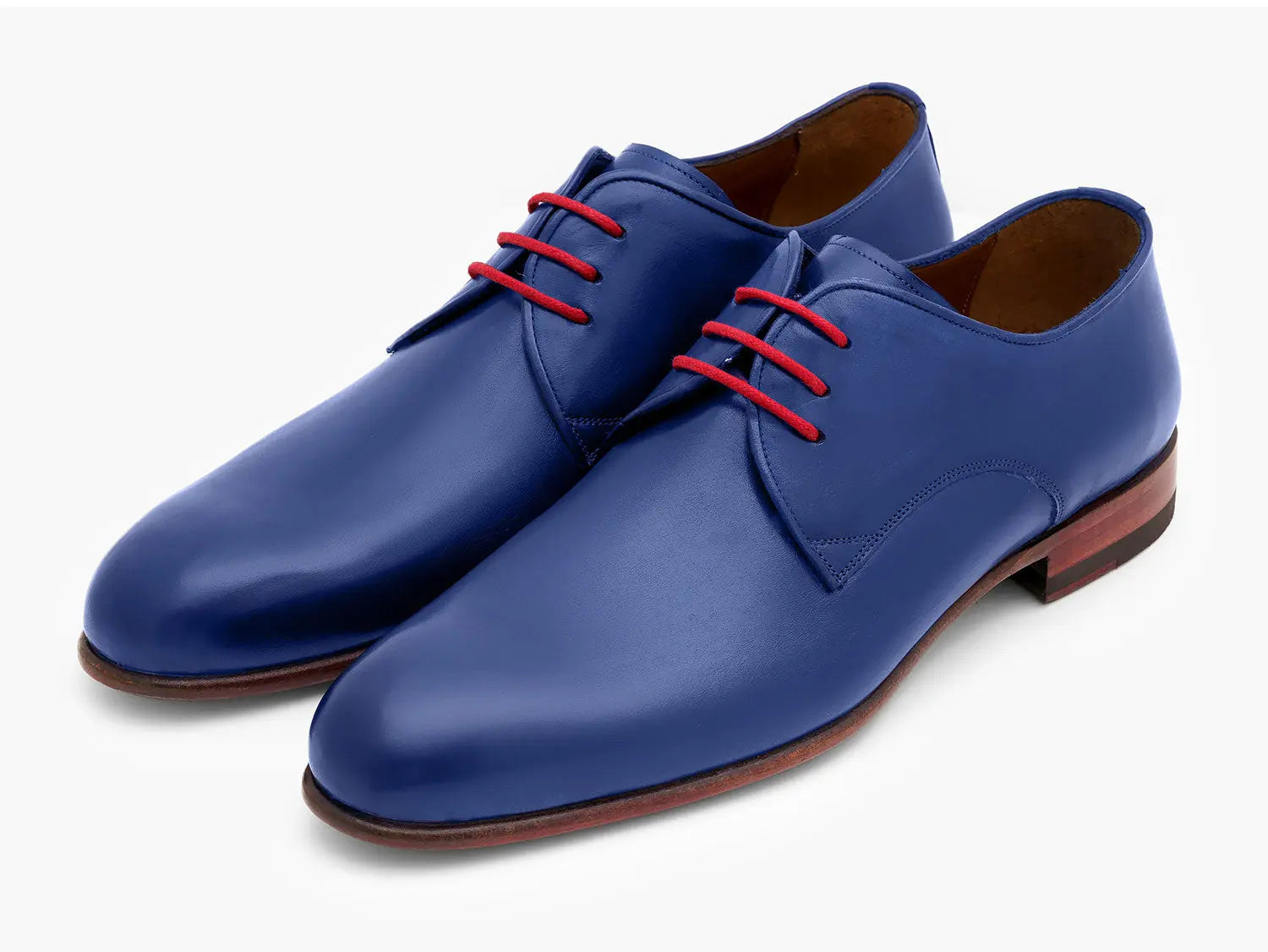 Paul Parkman Men's Blue Hand-Painted Derby Shoes (ID#633BLU13) PAUL PARKMAN
