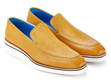 Paul Parkman Men's Beige Smart Casual Perforated Genuine Leather Loafers (ID#186-PR-BEJ) PAUL PARKMAN