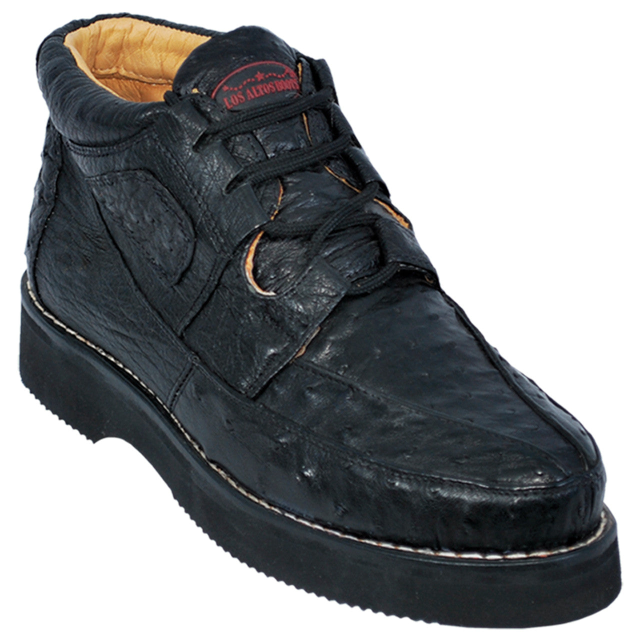 Los Altos ZA060305 Men's Black Genuine Full Ostrich Casual Shoes