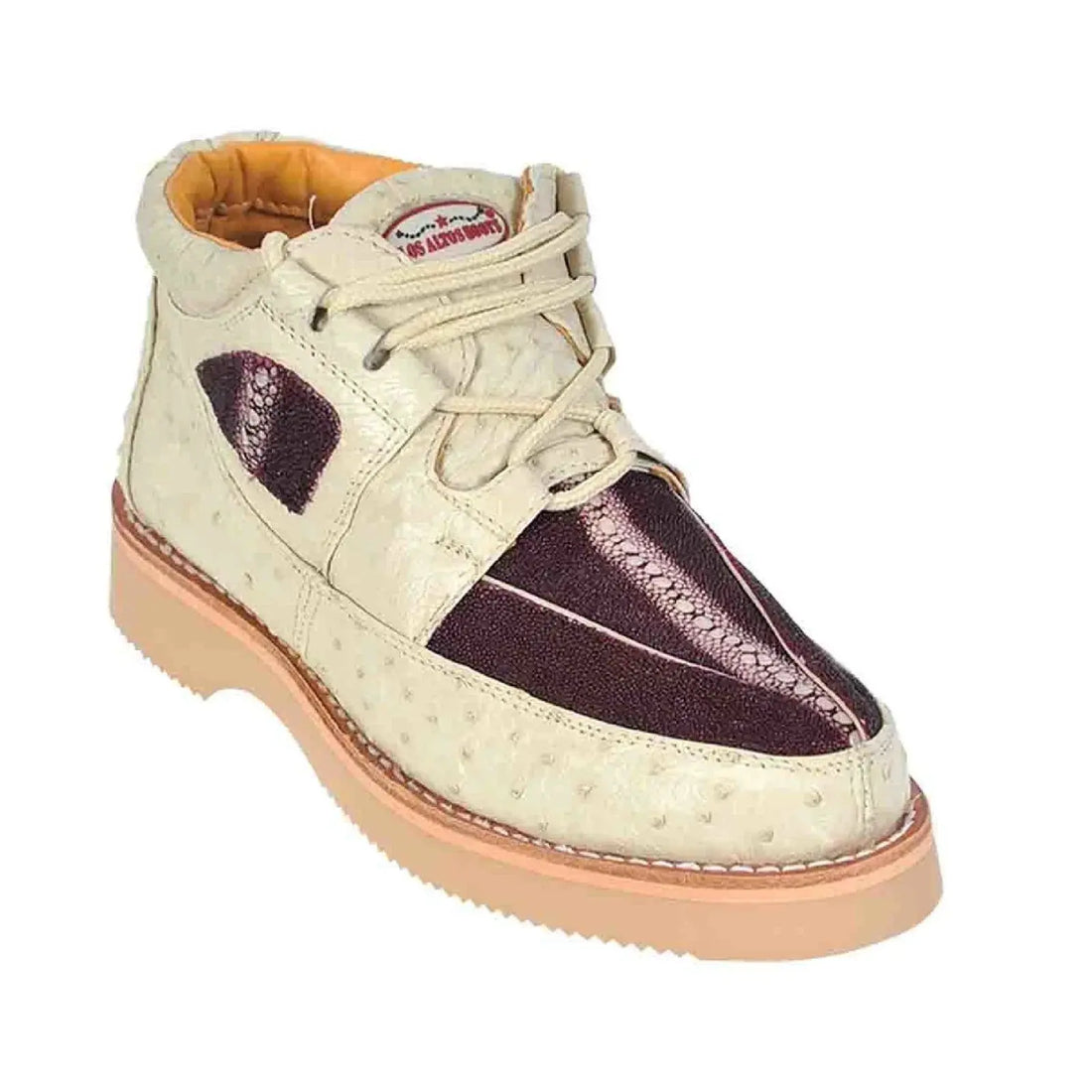 Los Altos ZA101106 Men's Burgundy/Winter White Genuine Stingray/Ostrich Casual Shoes