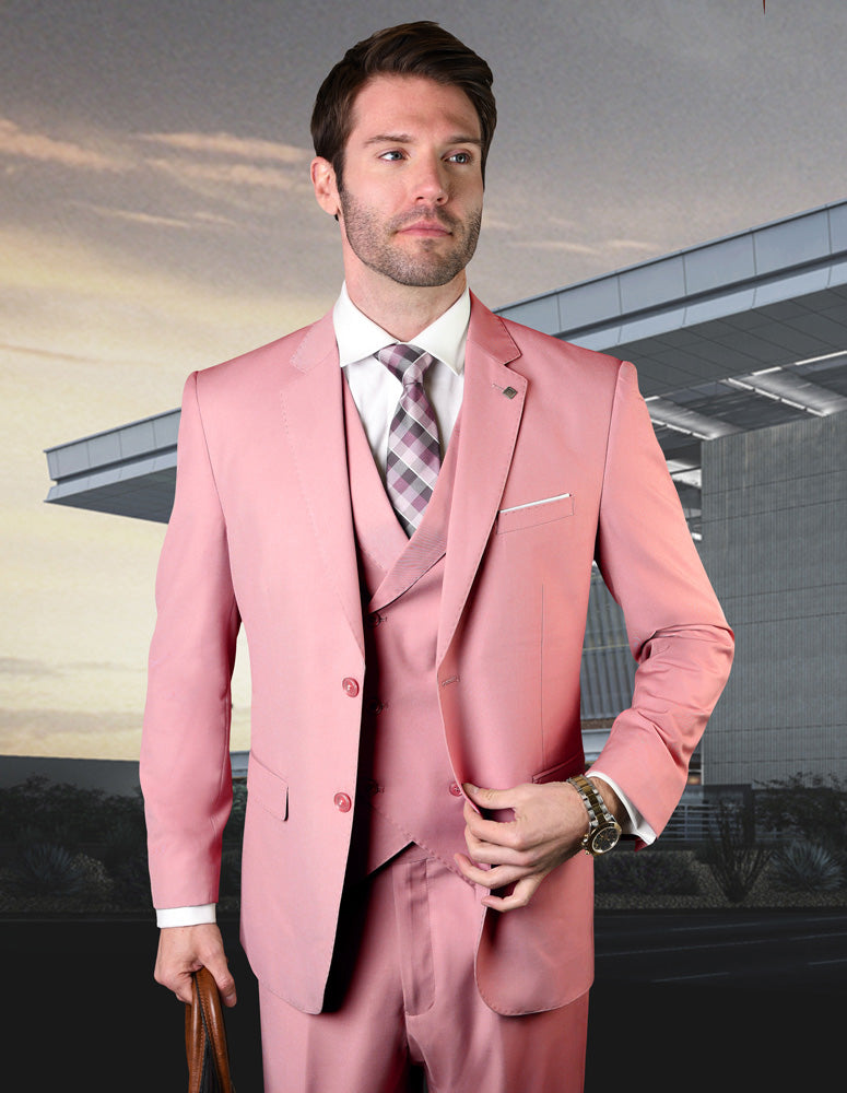 Statement Zargala Blush Super 150's Italian Wool Vested Suit