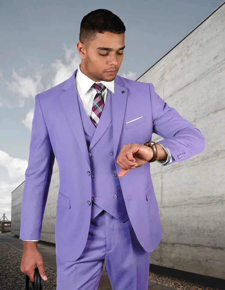 Statement Zargala Lavender Super 180's Italian Wool Vested Suit