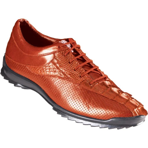 Los Altos ZC090103 Men's Cognac Genuine Zig Zag Caiman Crocodile Tail  Sneakers