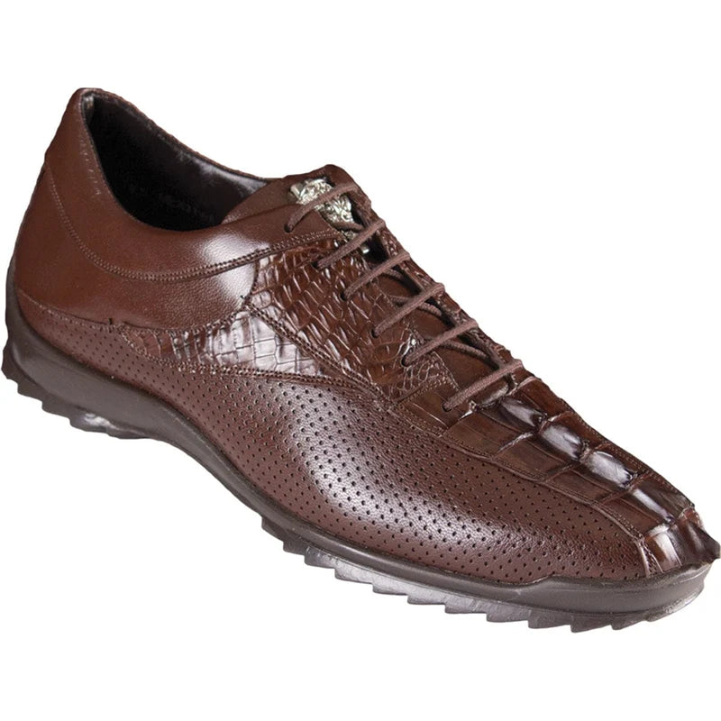 Los Altos ZC090107 Men's Brown Genuine Zig Zag Caiman Crocodile Tail  Sneakers