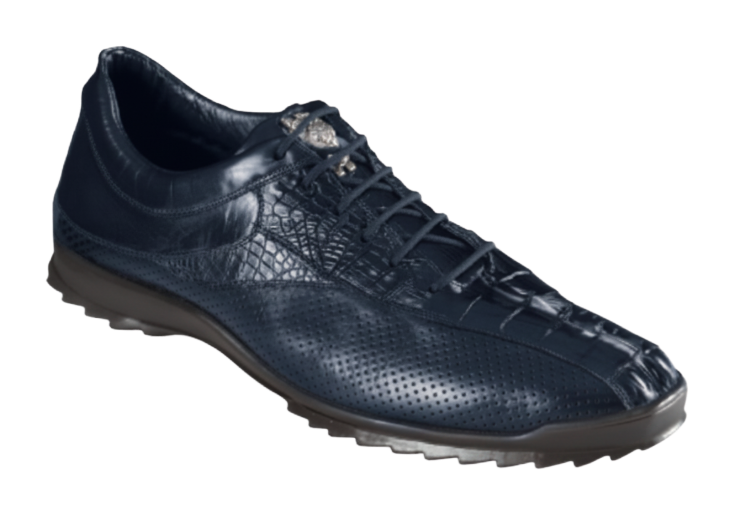 Los Altos ZC090110 Men's Navy Genuine Zig Zag Caiman Crocodile Tail  Sneakers