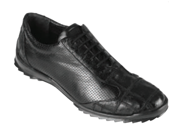 Los Altos ZC091505 Men's Black Genuine Zig Zag Ostrich Sneakers