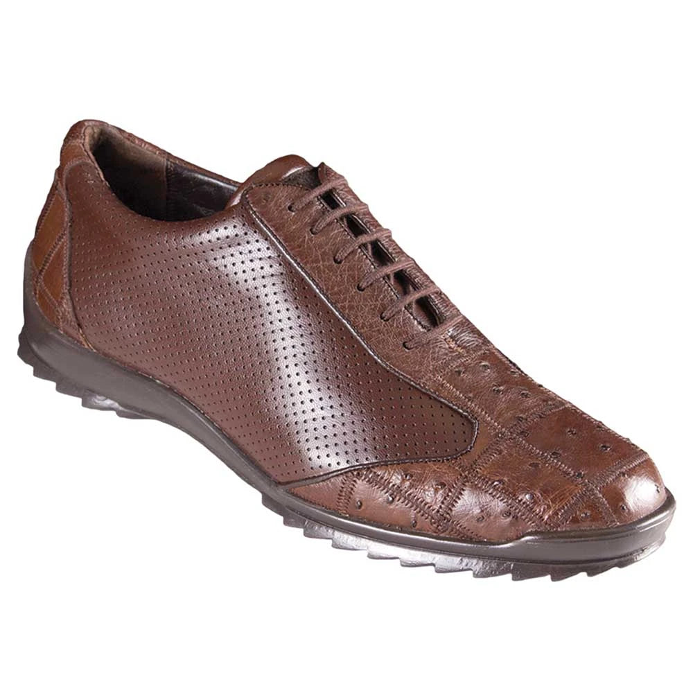 Los Altos ZC091507 Men's Brown Genuine Zig Zag Ostrich Sneakers