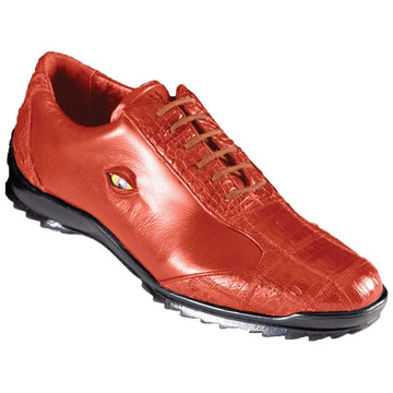 Los Altos ZC092903 Men's Cognac Genuine Zig Zag Caiman Crocodile Belly Sneakers