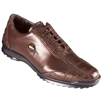 Los Altos ZC092907 Men's Brown Genuine Zig Zag Caiman Crocodile Belly Sneakers