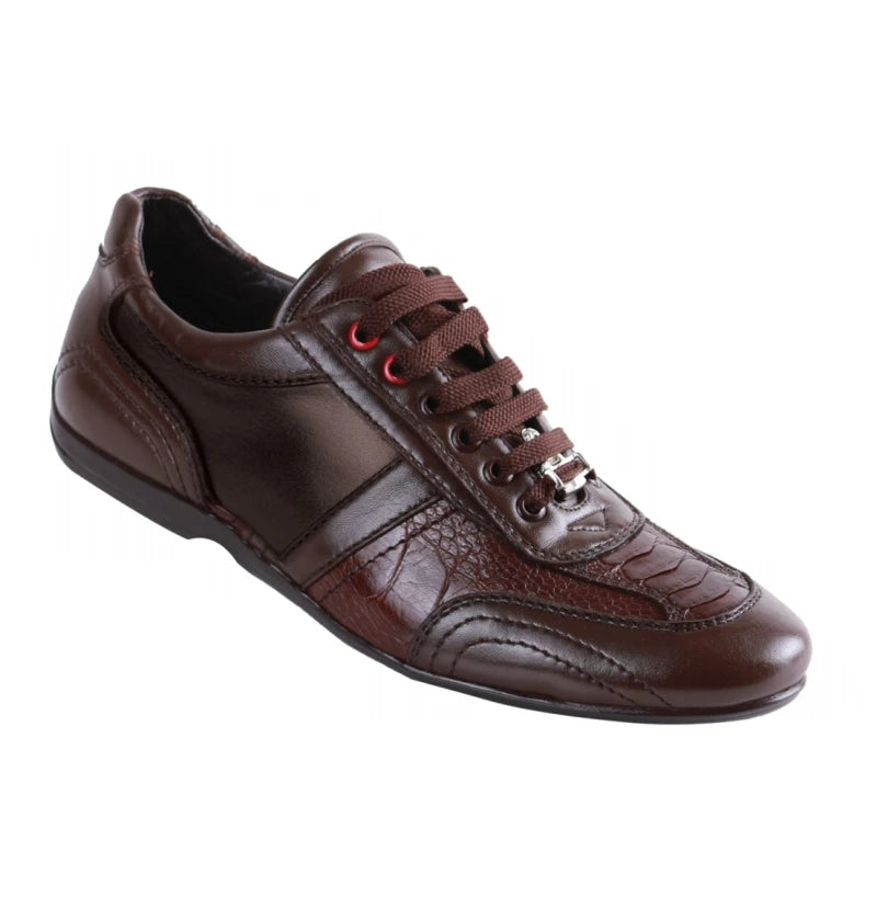 Los Altos ZC100507 Men's Brown Genuine Ostrich Leg Sneakers