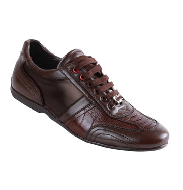 Los Altos ZC100507 Men's Brown Genuine Ostrich Leg Sneakers