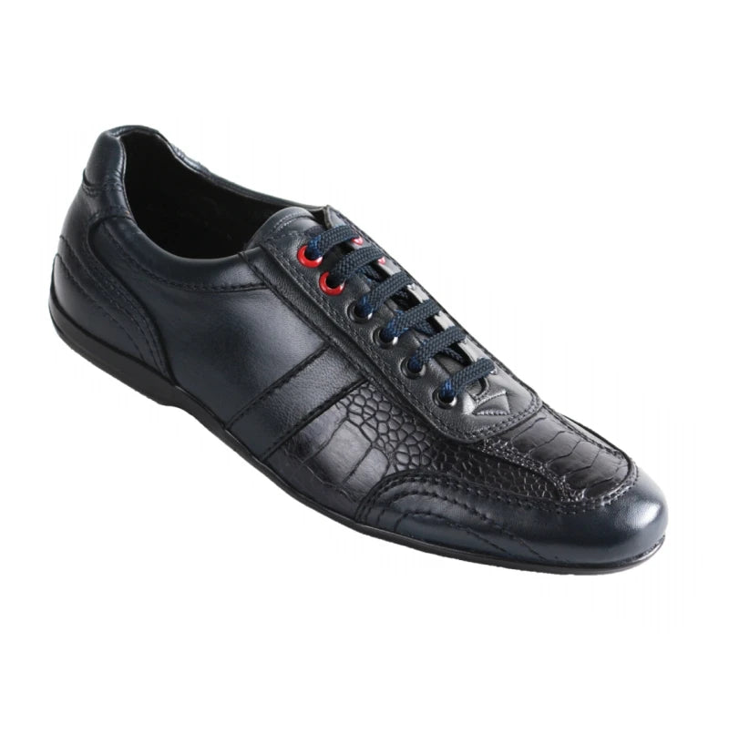 Los Altos ZC100510 Men's Navy Blue Genuine Ostrich Leg Sneakers
