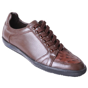 Los Altos ZC110307 Men's Brown Genuine Ostrich Sneakers