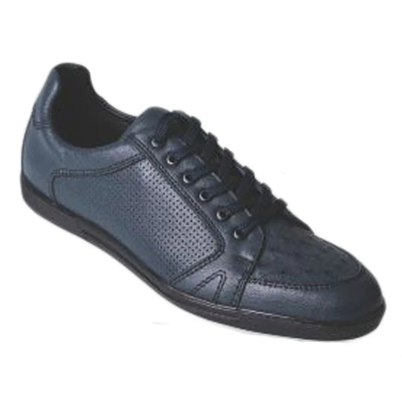 Los Altos ZC110310 Men's Navy Blue Genuine Ostrich Sneakers