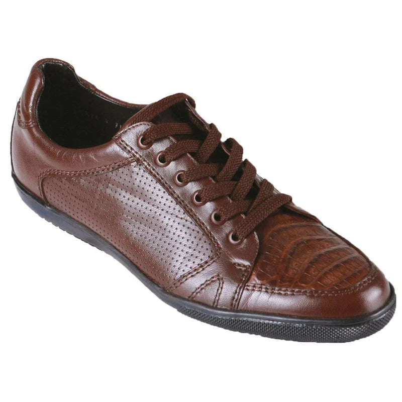 Los Altos ZC118207 Men's Brown Genuine Caiman Crocodile Belly Sneakers