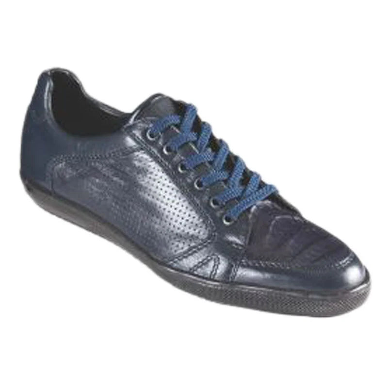 Los Altos ZC118210 Men's Navy Blue Genuine Caiman Crocodile Belly Sneakers