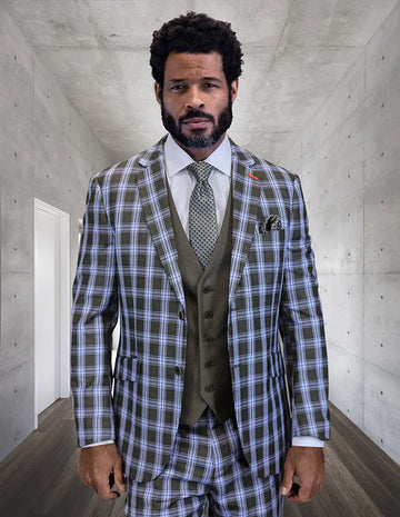 Statement Ziloni-1 Blue Super 200's Italian Wool Vested Suit