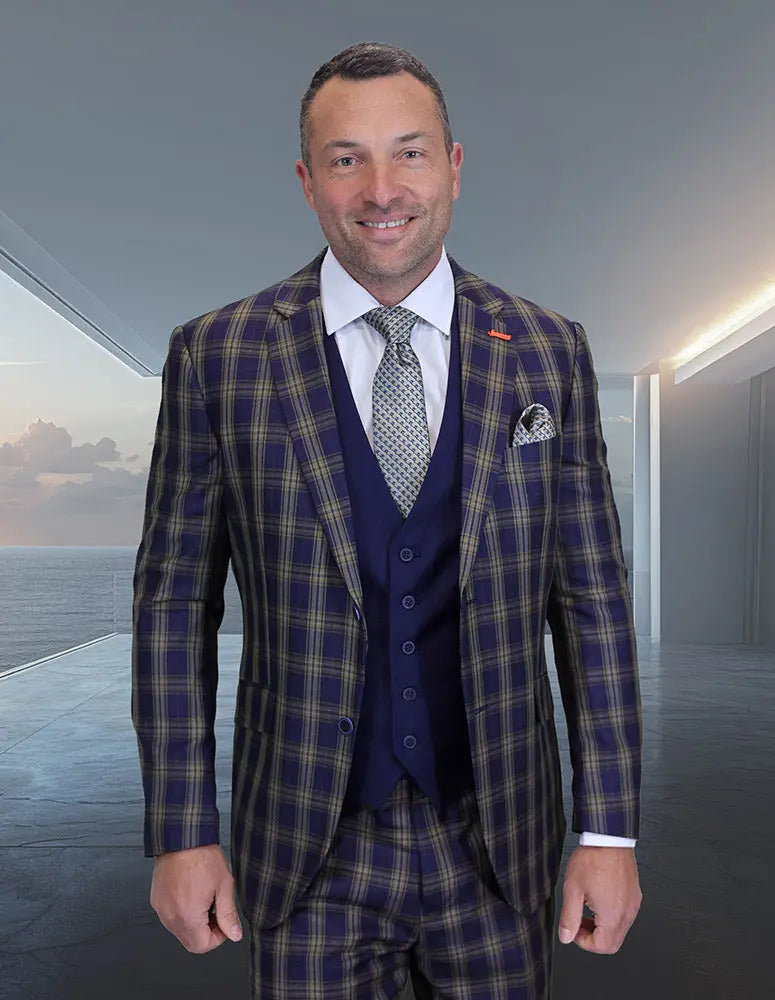 Statement Ziloni-1 Midnight Super 200's Italian Wool Vested Suit