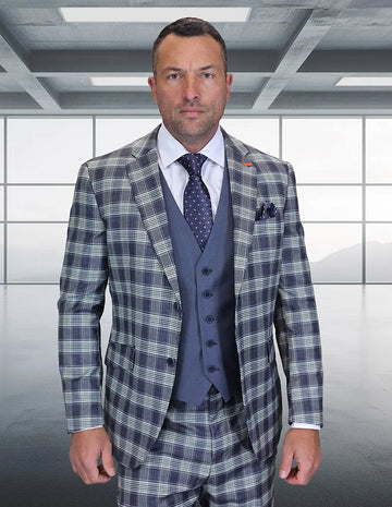 Statement Ziloni-2 Gray Super 200's Italian Wool Vested Suit