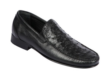 Los Altos ZLA040305 Men's Black Genuine Ostrich/Leather Loafers