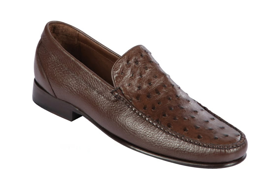 Los Altos ZLA040307 Men's Brown Genuine Ostrich/Leather Loafers