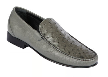 Los Altos ZLA040309 Men's Gray Genuine Ostrich/Leather Loafers