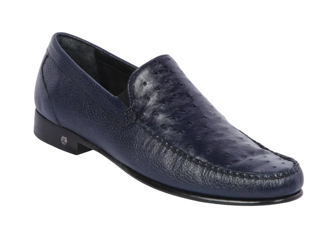 Los Altos ZLA040310 Men's Navy Blue Genuine Ostrich/Leather Loafers