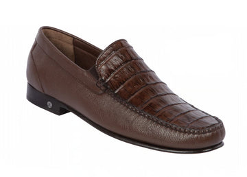 Los Altos ZLA048207 Men's Brown Genuine Caiman Crocodile Belly/Leather Loafers