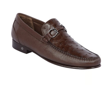 Los Altos ZLA050307 Men's Brown Genuine Ostrich/Leather Loafers