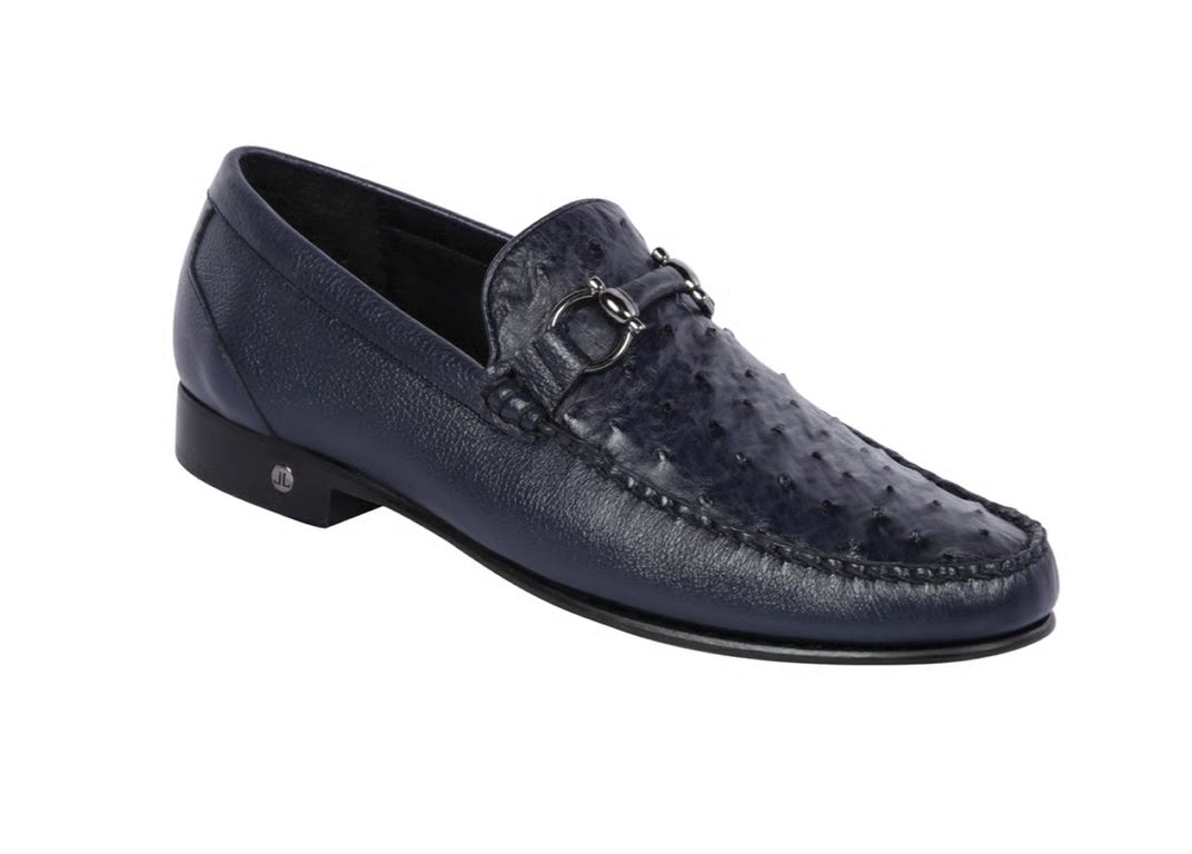 Los Altos ZLA050310 Men's Navy Blue Genuine Ostrich/Leather Loafers