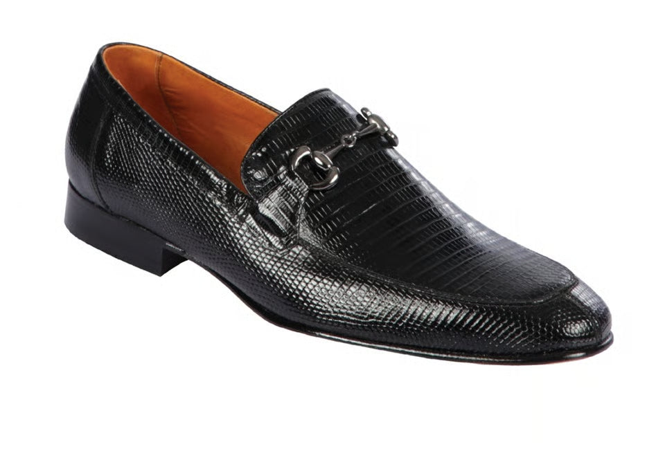 Los Altos ZLD010705 Men's Black Genuine Teju Lizard Loafers