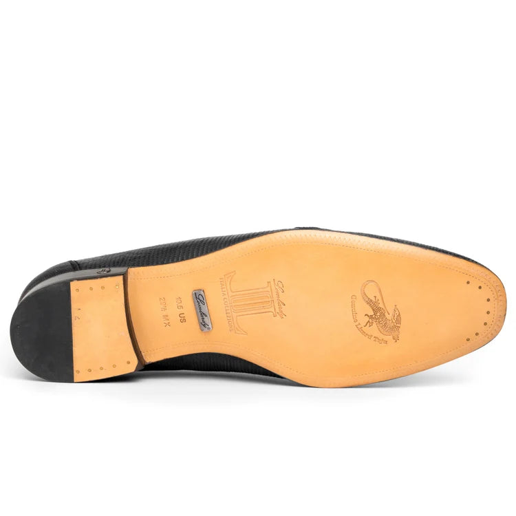 Los Altos ZLD010705 Men's Black Genuine Caiman Teju Lizard Loafers
