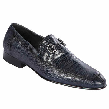 Los Altos ZLD010710 Men's Faded Navy Blue Genuine Caiman Teju Lizard Loafers