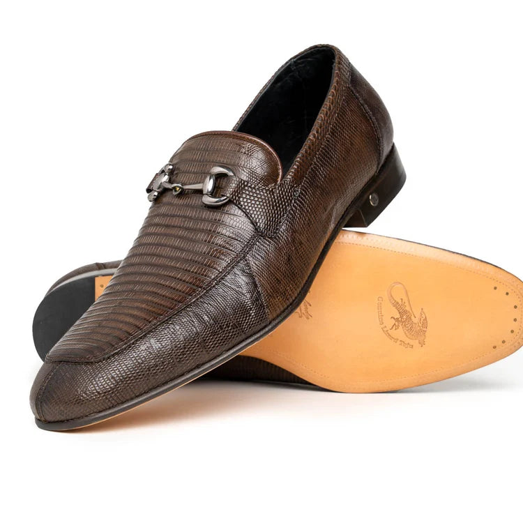 Los Altos ZLD010716 Men's Faded Brown Genuine Teju Lizard Loafers