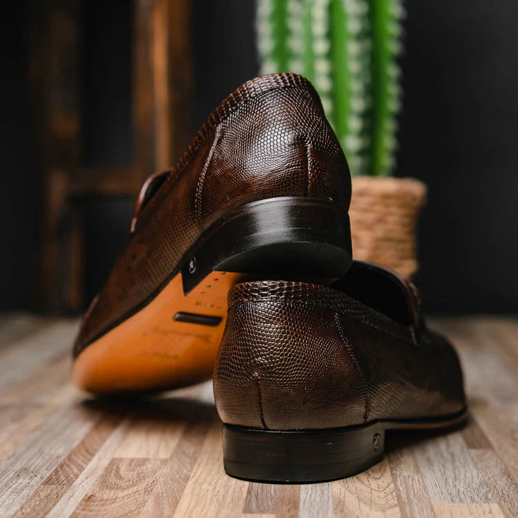 Los Altos ZLD010716 Men's Faded Brown Genuine Teju Lizard Loafers