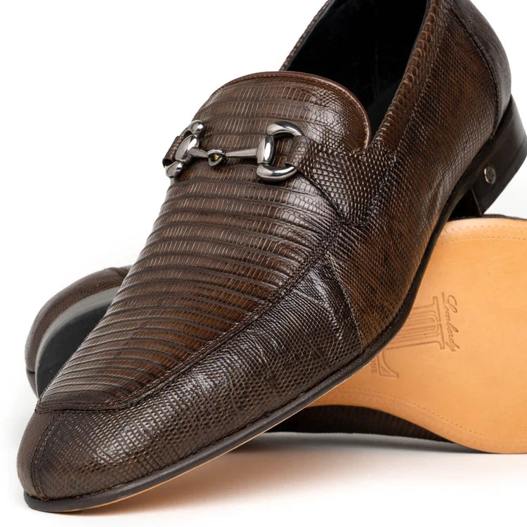 Los Altos ZLD010716 Men's Faded Brown Genuine Teju Lizard Loafers
