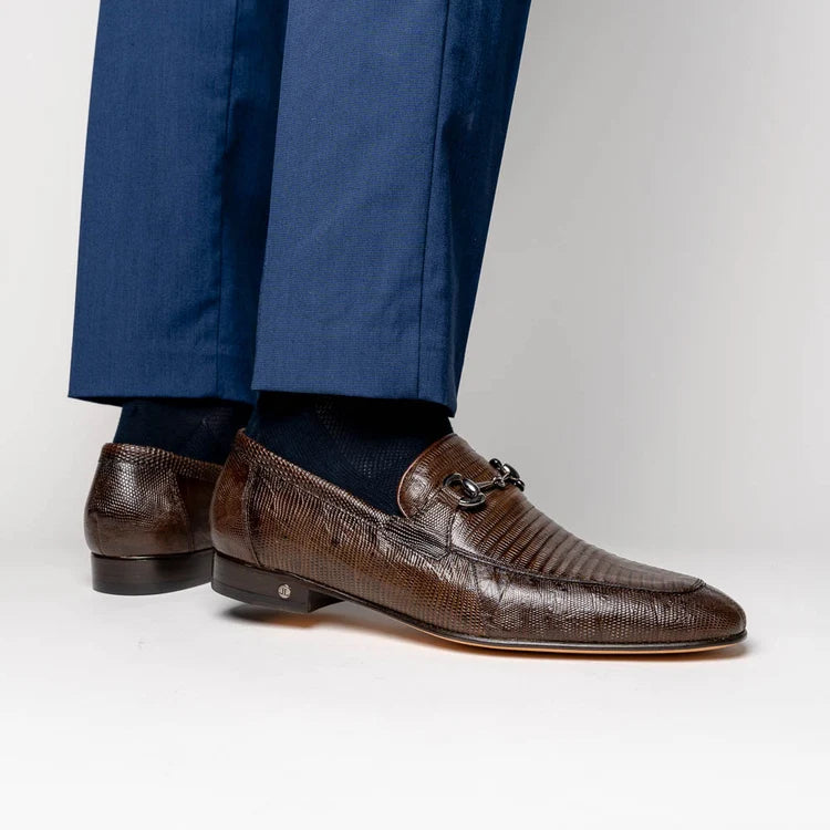 Los Altos ZLD010716 Men's Faded Brown Genuine Teju Lizard Loafers