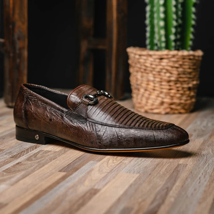 Los Altos ZLD010716 Men's Faded Brown Genuine Teju Lizard Loafers