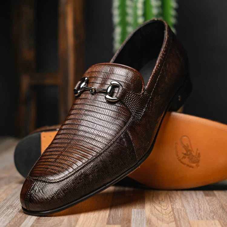 Los Altos ZLD010716 Men's Faded Brown Genuine Teju Lizard Loafers