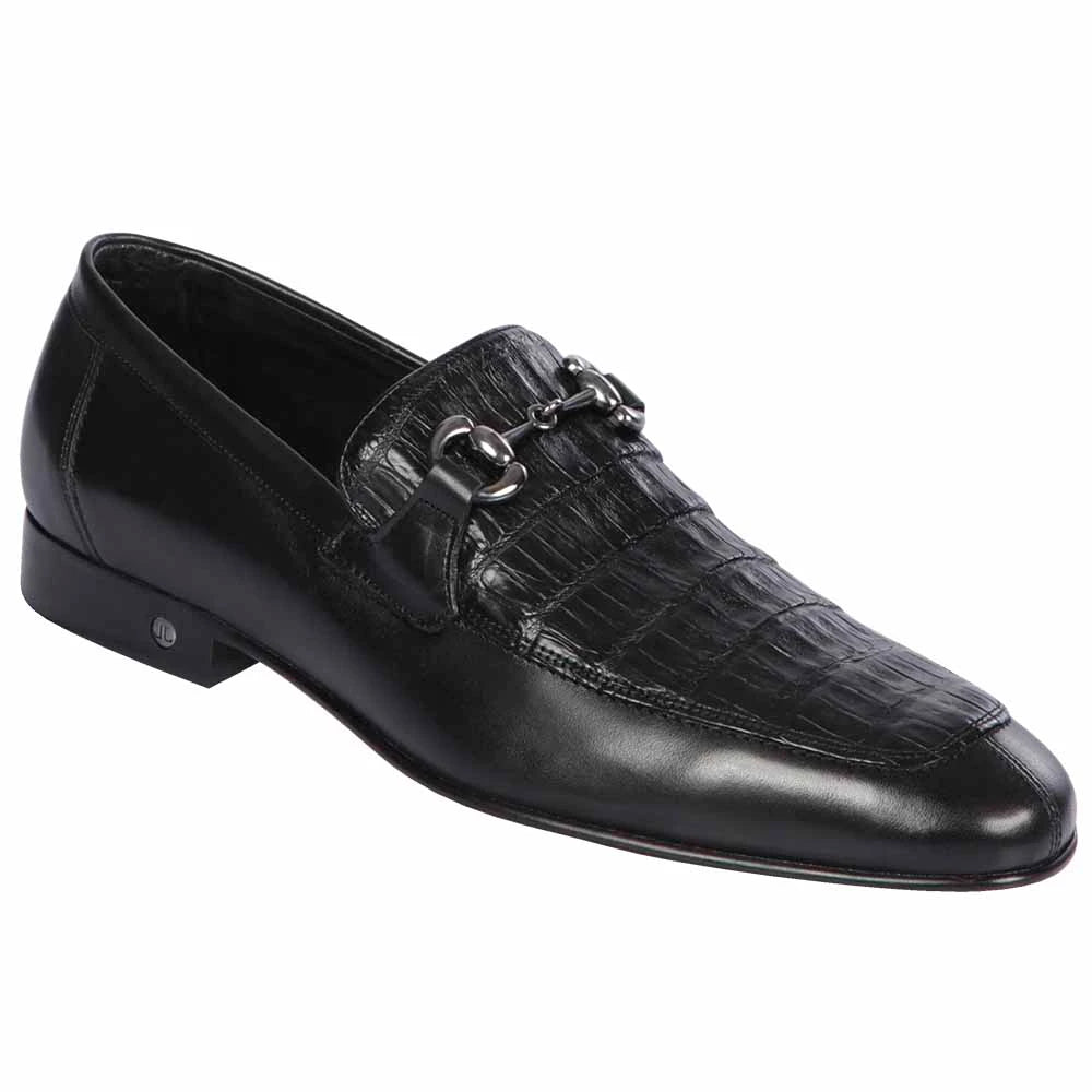 Los Altos ZLD018205 Men's Black Genuine Caiman Crocodile Belly/Calf Leather Loafers